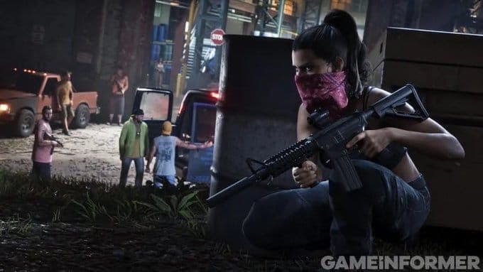 Lucia durante uma situação criminosa em GTA VI