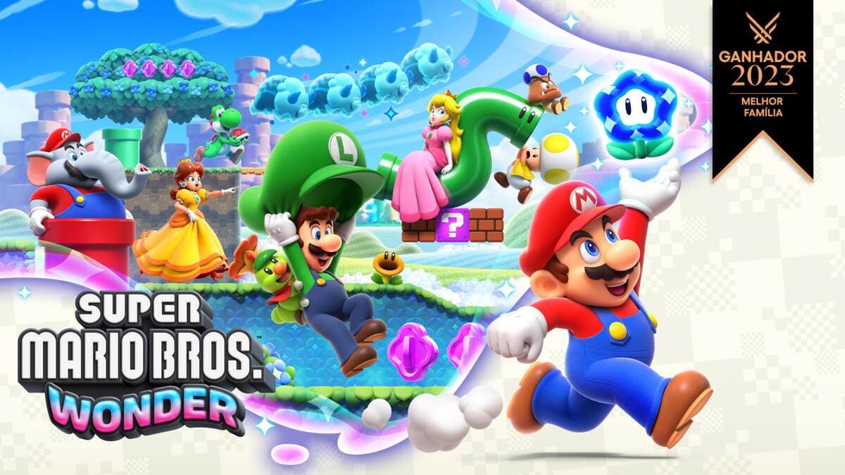 Mario e seus amigos em Super Mario Bros. Wonder