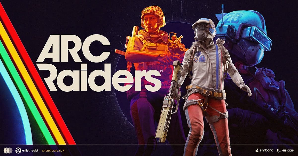 Arte oficial de ARC Raiders com três Raiders, jogo da Embark incluído no acordo de adaptações com a Chernin