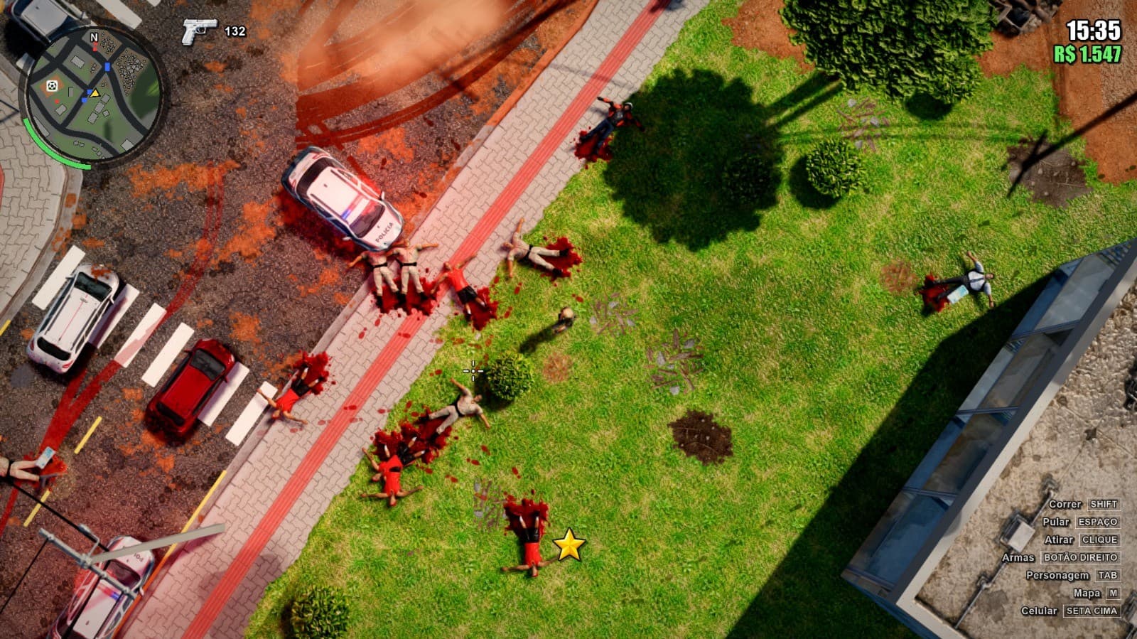 O saldo de um confronto com a polícia numa praça da cidade. Captura feita pelo Acerto Games.