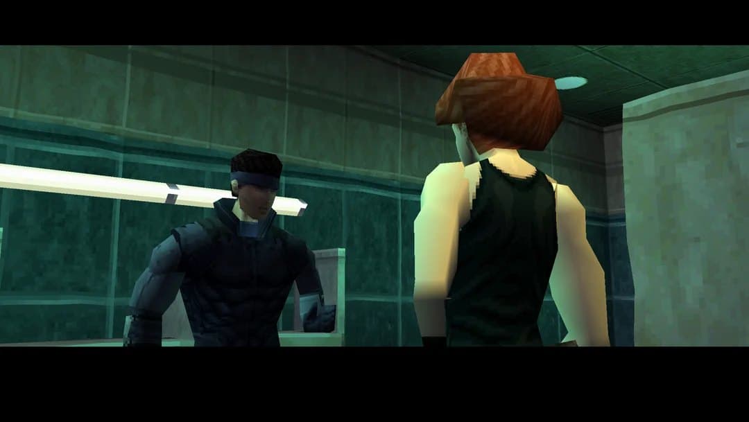 Snake e Meryl: o durão de poucas palavras em ação.