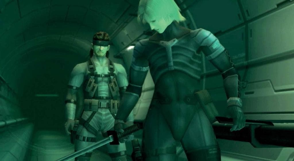 Raiden e Snake lado a lado: o novato e a lenda que ele idolatra.