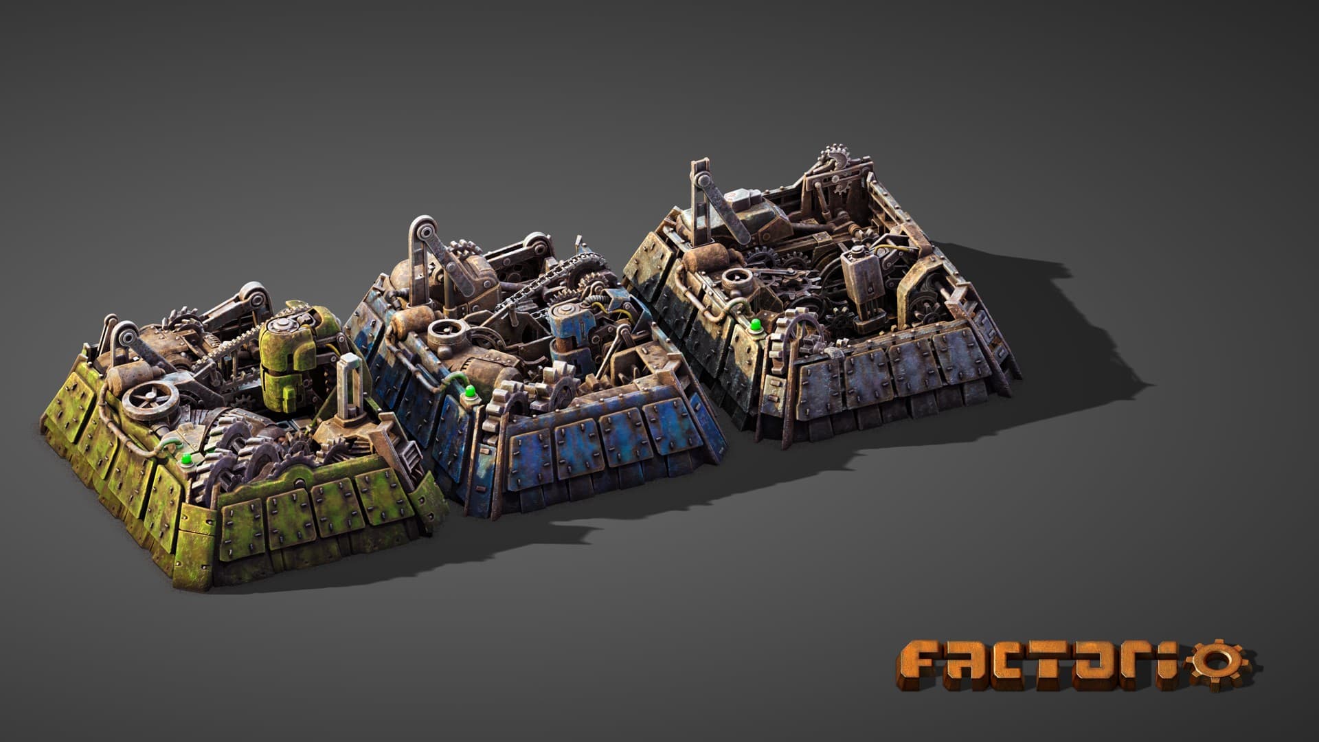 As novas máquinas de montagem, parte da última grande revisão gráfica de Factorio.