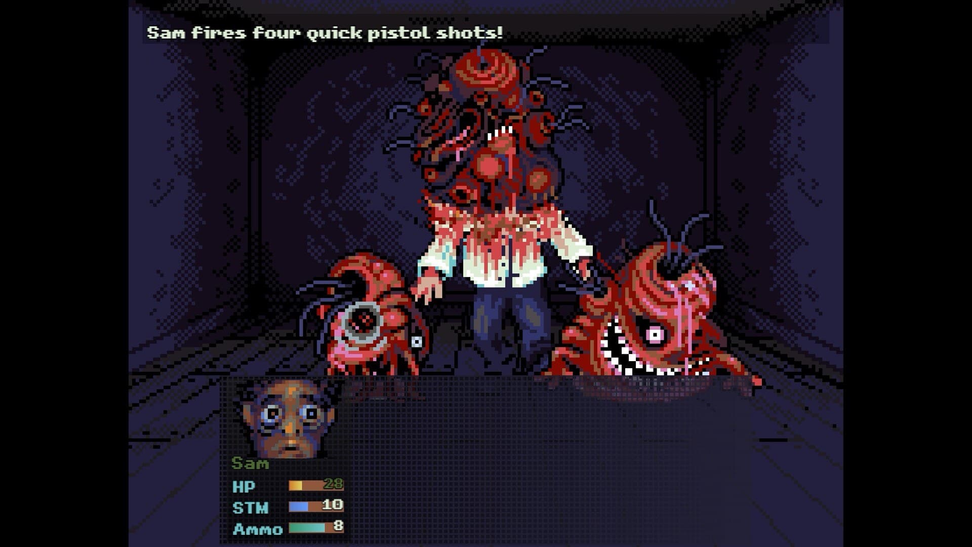 Combate por turnos contra criaturas deformadas em Look Outside, RPG de horror que chega ao PS5 e ao Switch 2