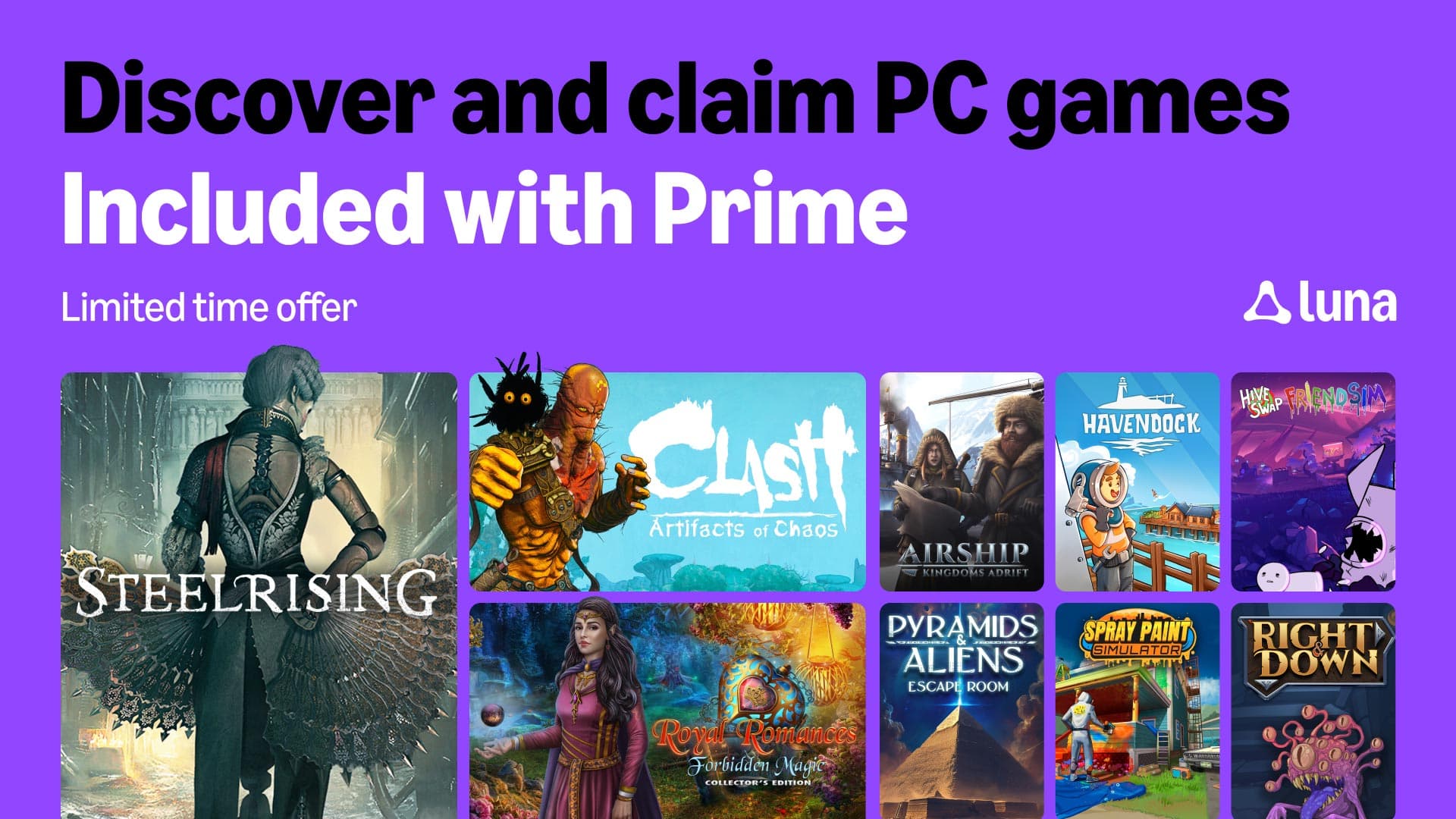 Prime Gaming solta nove jogos de graça em agosto — e cinco já estão liberados pra resgatar agora