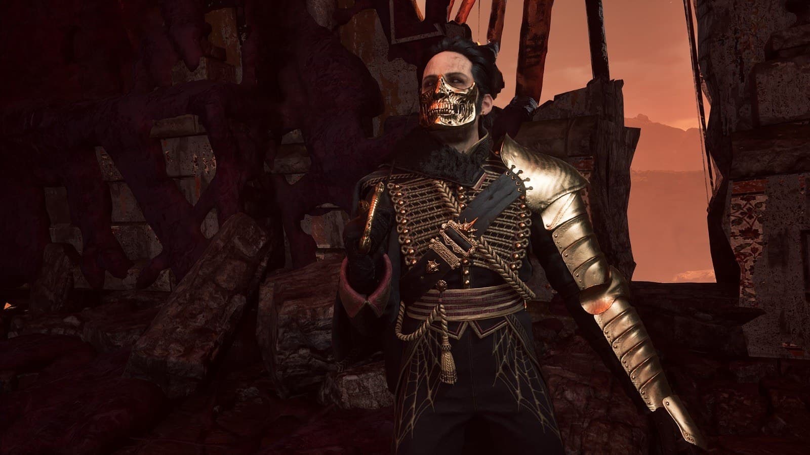 O soldado de máscara dourada, uma das figuras mais marcantes da jornada. Captura feita pelo Acerto Games no PC.
