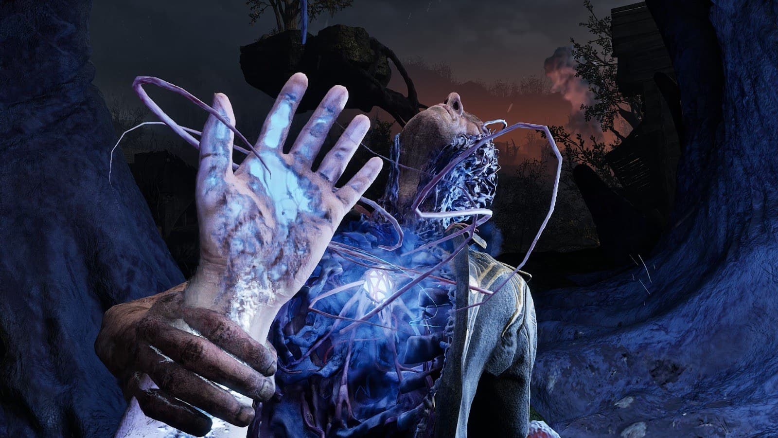 Uma das transmutações em ação contra um inimigo tomado por raízes sobrenaturais. Captura feita pelo Acerto Games no PC.