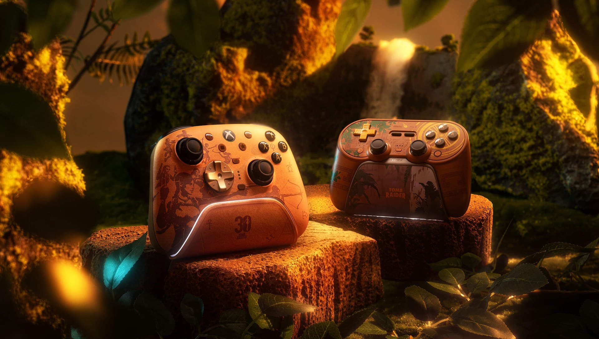 Os controles Ultimate 3 e Pro 3 da edição de 30 anos de Tomb Raider.