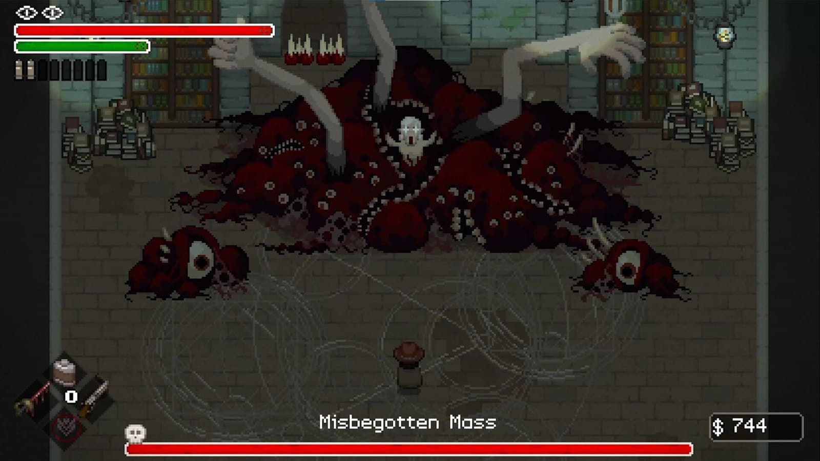 Combate contra o chefe Misbegotten Mass em Tombwater.