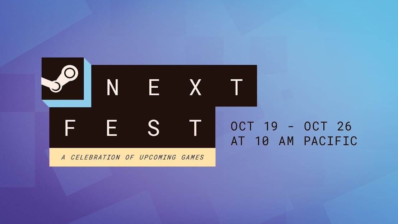 Arte oficial do Steam Next Fest de outubro de 2026, com o logo do Steam e as datas de 19 a 26 de outubro