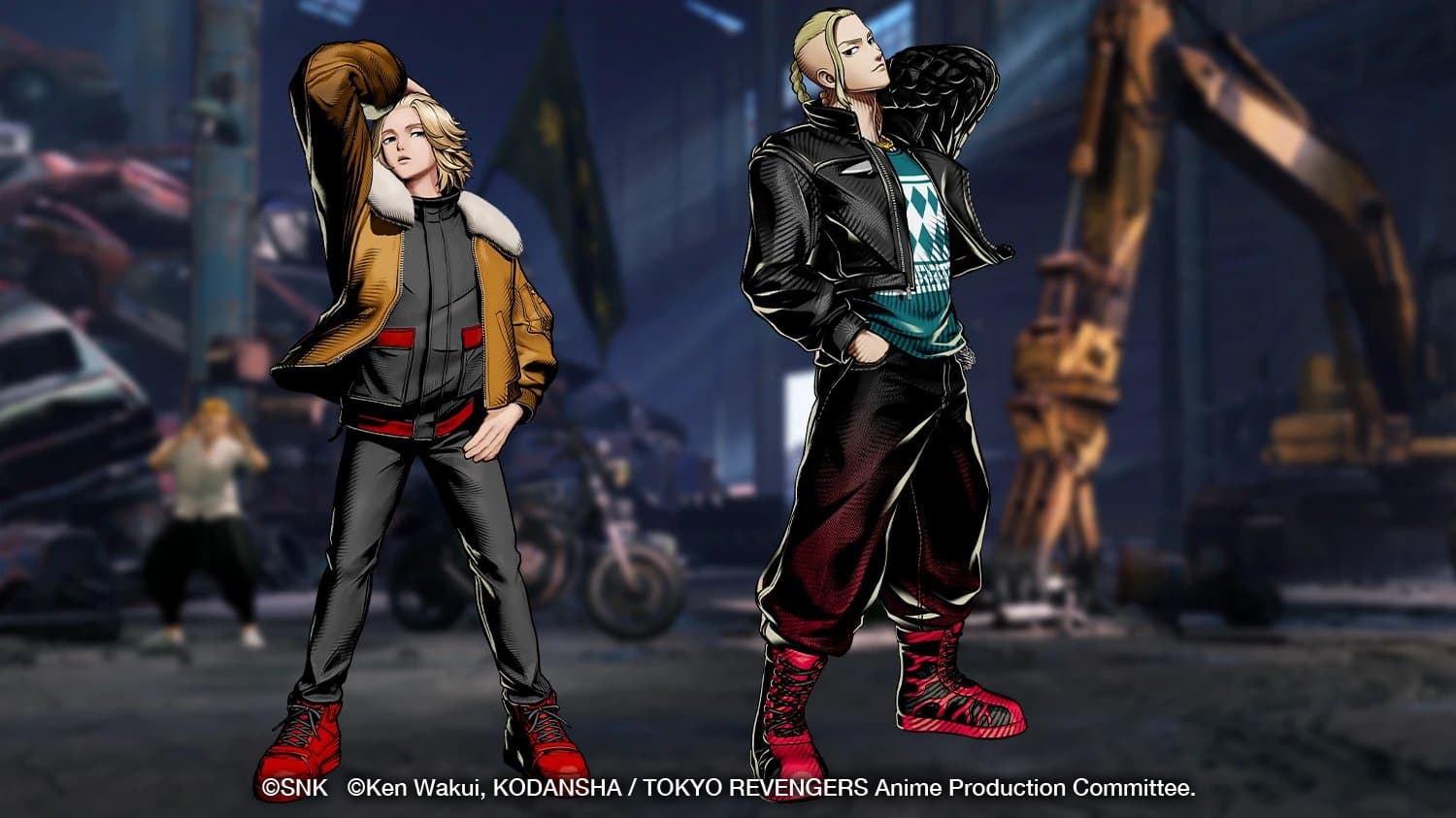 Mikey e Draken com os trajes alternativos.