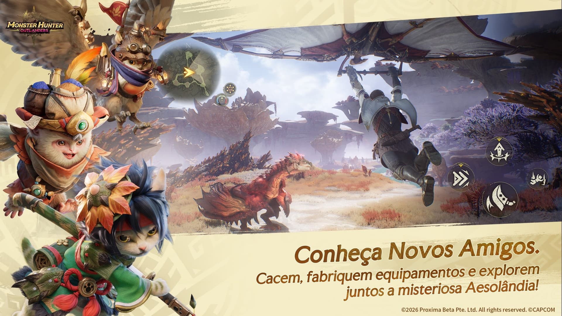 Os Amigos acompanham o jogador pela caçada em Aesolândia.
